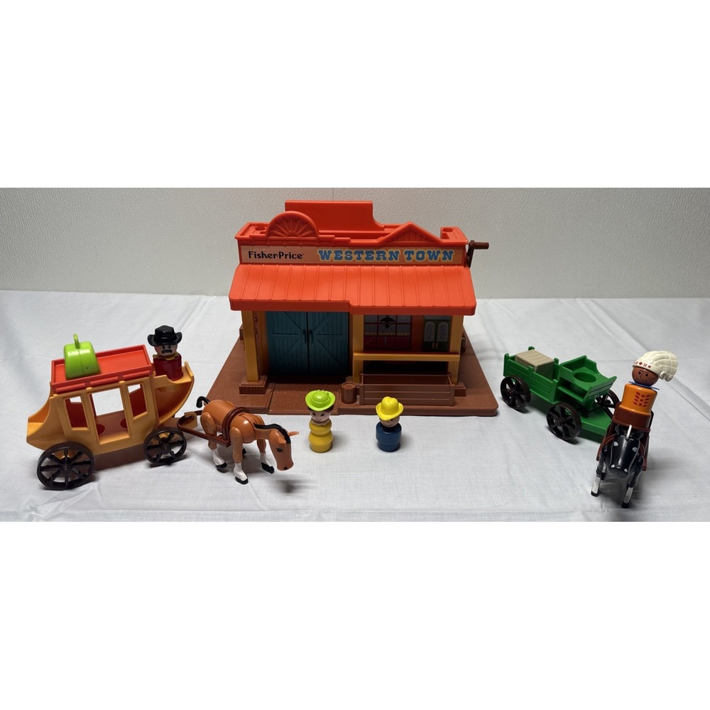 Vintage Fisher Price Little People Western Town #934 Almost complete
